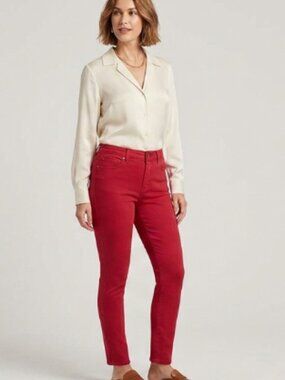 Gloria Vanderbilt Jessa Red Curvy Skinny Slimming Jeans Size 8P Petite